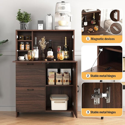 Foldable Desk Cabinet with Storage Drawers & Shelves, Multi-Functional Space-Saving Organizer for Home/Office/Dorm