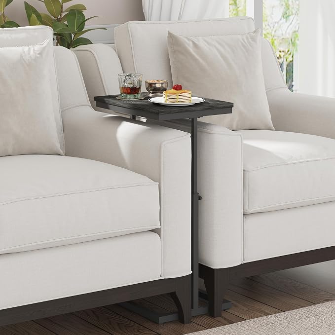 TUTOTAK End Table, Side Table, Tall Couch Table, Sofa Table, Living Room, Bedroom,Grey TB01BY083P