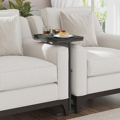 TUTOTAK End Table, Side Table, Tall Couch Table, Sofa Table, Living Room, Bedroom,Grey TB01BY083P
