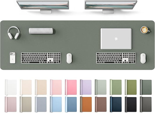 YSAGi Leather Desk Protector, Office Mat, Large Mouse Mat, Non-Slip PU Leather Blotter, Laptop Desk Mat, Waterproof Writing Pad for Office and Home(Dark Green, 63" x 17.2")