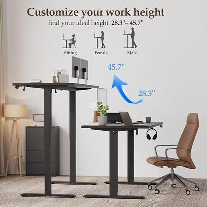 Klicelor 40 Inch Electric Standing Desk, Height Adjustable Office Desk, Sit Stand Up Computer Desk with Memory Preset, Two-Piece Desktop, Black