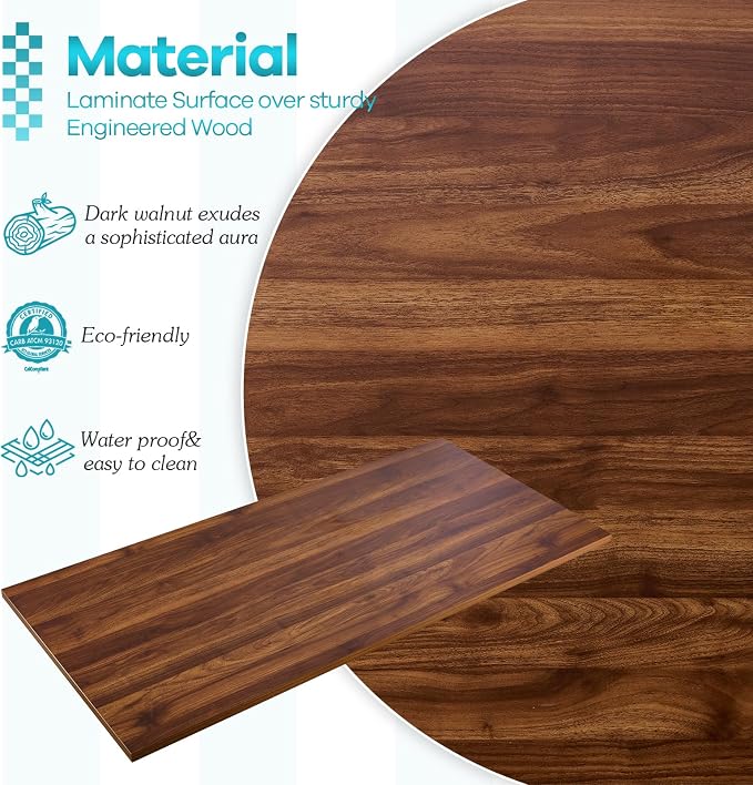 Kaboon Universal Tabletop 23.62" D x 59.1" W, Solid One-Piece Desktop for Sit Stand Desk, Double Desks, L Desk DIY,Wood Countertop Home or Commercial Use 1 inch Thick, Dark Walnut
