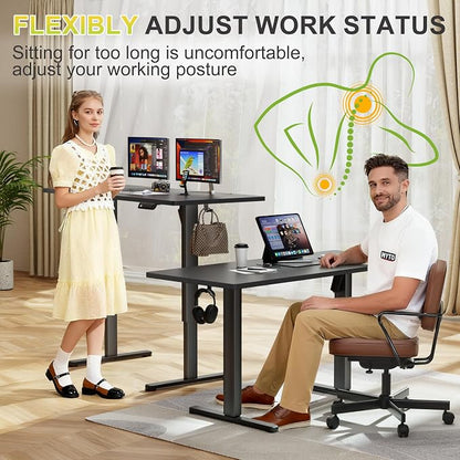 Furmax Electric Standing Desk, 45 x 24 Inches Sit Stand up Desk, Sit Stand Height Adjustable Home Office Desk with 4 Height Position Memory (Black, 45)