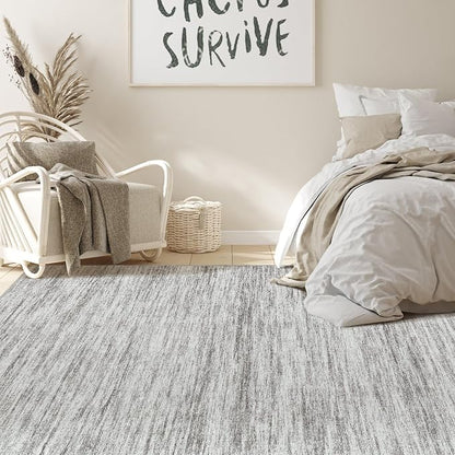 Nakagishi 10x14 Area Rugs Living Room: Washable Large Vintage Rug Neutral Non-Slip Soft Stain Resistant Indoor Carpet for Bedroom Nursery Dining Room Office Playroom - Grey-01