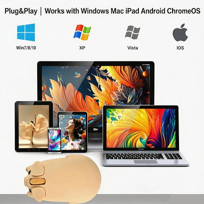 Wireless Mouse Cute Pig Design Bluetooth Dual Mode Portable Compact Lightweight Silent Optical Kawaii Mice for PC Laptop Computer Tablet Macbook Pro/Air Kids Girls Student School Office Gift Yellow