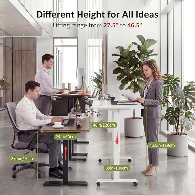 farexon 48 x 24 inch Standing Desk Electric Adjustable Height with Power Outlets, Stand up Desk with Ergonomic Workstation, Preset Heights Home Office Gaming Computer Workstations Table(Brown)