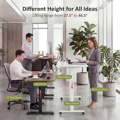 farexon 48 x 24 inch Standing Desk Electric Adjustable Height with Power Outlets, Stand up Desk with Ergonomic Workstation, Preset Heights Home Office Gaming Computer Workstations Table(Brown)