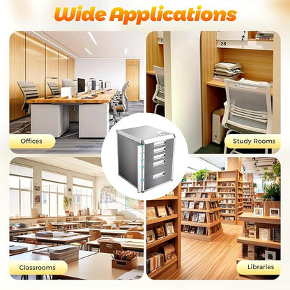 File Cabinet with Drawers Office Document Storage Box Filing Organzier Lockable Desktop Drawer Organizer for Papers Mail Notebooks Stationery (5-layer)