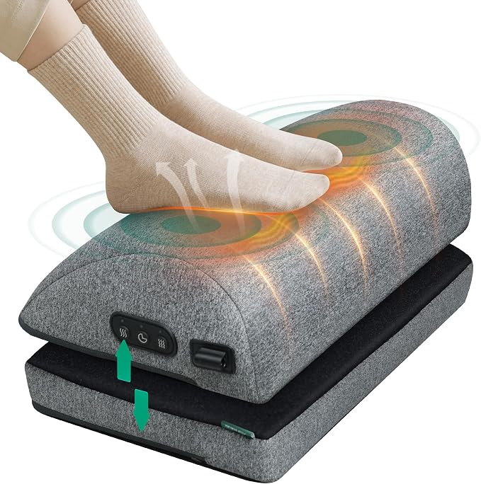 Snailax Heated Foot Rest Under Desk at Work, FSA Eligble Desk Foot Stool with Heat & Vibration Massage, Foot Warmer Feet Heater for Office Chair, Gaming Home Use, Gifts for Women, Men