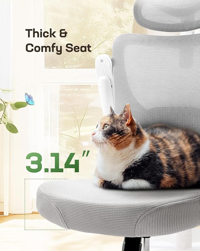 Marsail Ergonomic Office Chair with 3D Armrests, Pack of 3 | Office Desk Chair with High Back Mesh, Adjustable Lumbar Support, Rolling Work Swivel Task Chairs with Wheel, Headrest, home