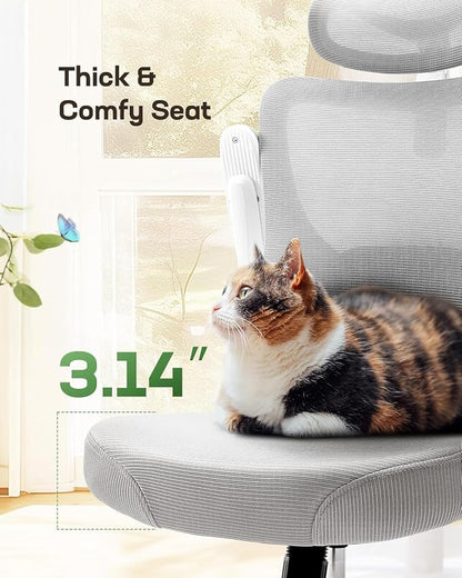 Marsail Ergonomic Office Chair with 3D Armrests, Pack of 3 | Office Desk Chair with High Back Mesh, Adjustable Lumbar Support, Rolling Work Swivel Task Chairs with Wheel, Headrest, home