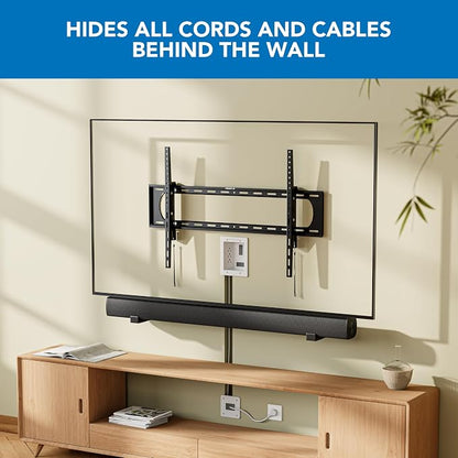 Mount-It! in-Wall TV Cable Concealer Kit with Recessed Power – Triple Outlet, 9ft Cord, and Hand Saw – Easy, Safe Cable Management for Organized TV and Home Theater Setups