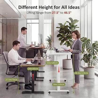 farexon 55 x 24inch Electric Standing Desk Adjustable Height with Power Outlets, Stand up Desk with Wheels,Outlets, Mouse Pad, Preset Heights Home Office Gaming Computer Workstations Table（Brown）