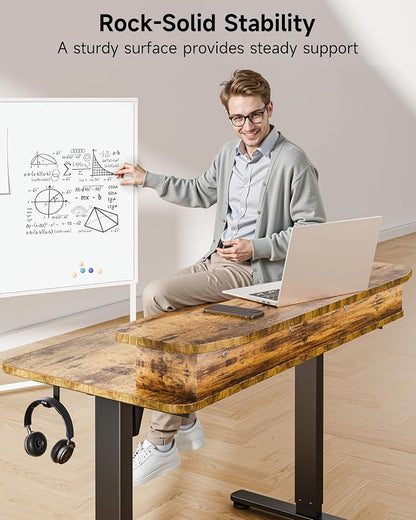 BIZUM Standing Desk with 2 Drawers Computer Desk-Stand up Desk Home Office Gaming Memory Desks C-Clamp Mount Compatible, 48x24 Inch Rustic Brown