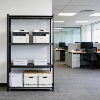 Printer Stand, Metal Shelving Adjustable Storage Shelves, printer table Office Organizer Book shelf corn shelf Industrial Shelving for office organization, black Nightstand (44.1"H × 23.6"W × 13.8"D)