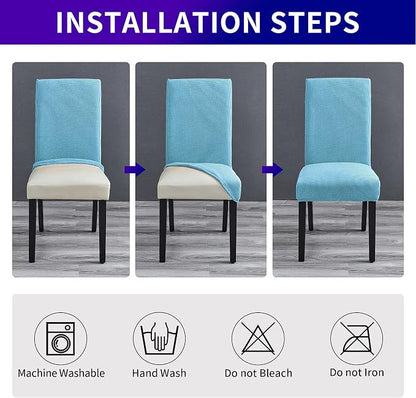 Stretch Chair Covers for Dining Room Set of 2, Removable Washable Dining Room Chair Covers, Dining Chair Slipcovers Seat Protector, Great Decoration for Home and Banquet (Dusty Blue, 2 Pack)