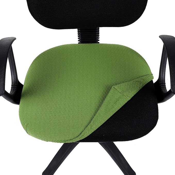 Smiry Stretch Jacquard Office Computer Chair Seat Covers, Removable Washable Anti-dust Desk Chair Seat Cushion Protectors - Olive Green