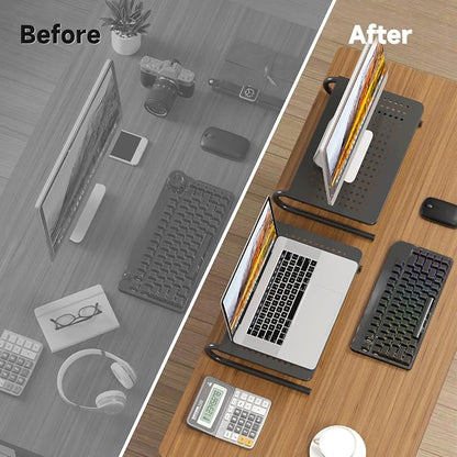 suptek Monitor Stand Riser for Computer,Laptop,Printer, Notebook and All Flat Screen Display with Vented Metal Platform and 4 Inches Height Underneath Storage (MST004-2)