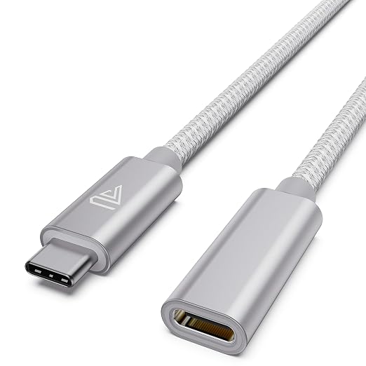 Faracent USB C Extension Cable (10Gbps), USB 3.2 Type C Male to Female Extension Charging Sync for iPhone 17 16 15 Pixel PSVR2 MacBook Air Pro/New iPad Dell XPS Surface Book 6ft Silver