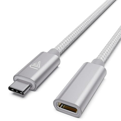 Faracent USB C Extension Cable (20Gbps/240W/3.3Ft), USB 3.2 Type C 3.1 Male to Female Extension Charging & Sync for iPhone 16 15 Pixel PSVR2 MacBook Air Pro/New iPad Dell XPS Surface Book Silver
