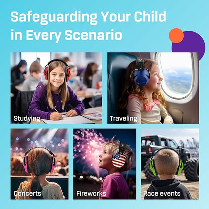 Vanderfields Hearing Protection Ear Muffs - Over 31 dB (2K Hz) Broad Noise Cancelling Sound Reduction Earmuffs for Kids 3-12