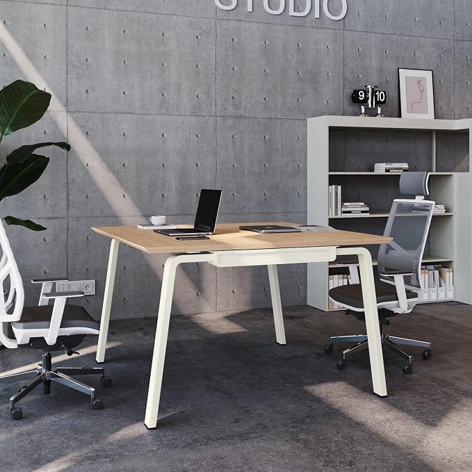 Modular Computer Office Desk, Modern Style Small Study Writing Workstation Table for Home & Business, 2 Person (47" x 47")