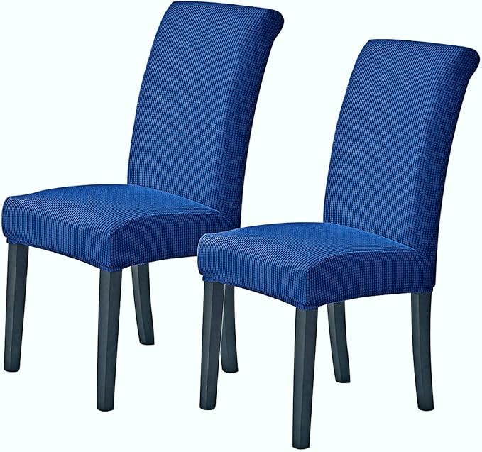 Stretch Chair Covers for Dining Room Set of 2, Removable Washable Dining Room Chair Covers, Dining Chair Slipcovers Seat Protector, Great for Home Decor and Banquet (Classic Blue, 2 Pack)