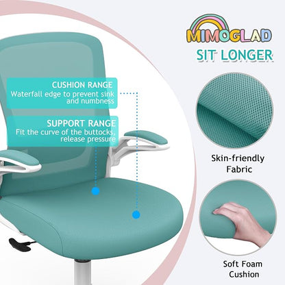 Mimoglad Ergonomic High Back Mesh Office Chair, Adjustable Lumbar Support, Thickened Seat Cushion (Modern, Tiffany Blue)