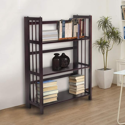 Casual Home 3 Shelf Folding Stackable Bookcase, 27.5" Wide, Espresso