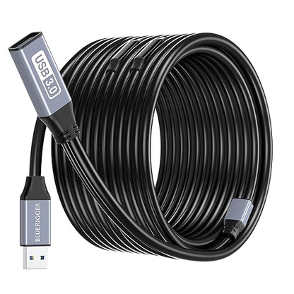 BlueRigger Active USB 3.0 Extension Cable 100FT (5 Gbps USB Extender Cord, in-Wall CL3 Rated) - Long USB Extension Cable for Webcam, VR Headset, Printer, Hard Drive, Keyboard, Mouse