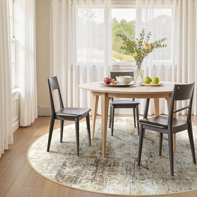 RELEANY Washable Area Rugs 8ft Non-Slip Modern Abstract Soft for Living Room Entryway Bedroom Kitchen, Print Pattern, Neutral Brown Gray