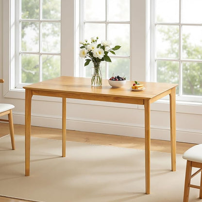 Small Dining Table, 43 Inch Rectangular Solid Wood Kitchen Table for Small Space, Easy Assembly, Dining Room Table for Home, Apartment, Office, Natural