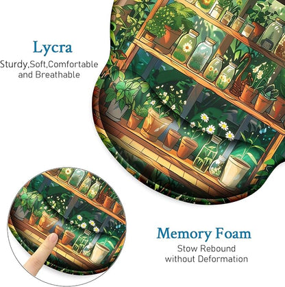 Mouse Pad with Wrist Rest, Ergonomic Mouse Pads Wrist Support for Desk, Green Potted Plant Gaming Mousepad for Wireless Mouse Laptop Computer Work Home Desk Accessories Office Supplies Desktop Decor