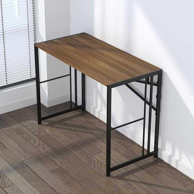 Lutown-Teen Folding Computer Desk 40 inch Writing Gaming Computer Camping Table, No Assembly Required Home Office Desk, Espresso