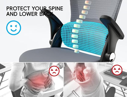 TRALT Office Chair - Ergonomic Office Chair with Back Support, Home Office Desk Chairs, 330lbs Wide Seat Big and Tall Office Chairs with Headrest, Comfy Desk Chairs (Grey Black)
