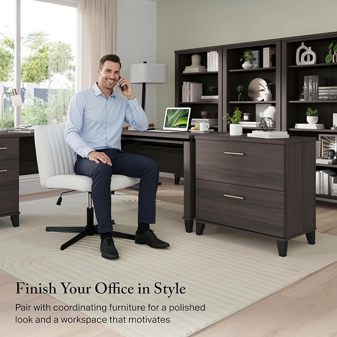Bush Home 2 Drawer Lateral File Cabinet, Letter and Legal-Size Document Storage for Home or Professional Office, Somerset Collection, Storm Gray