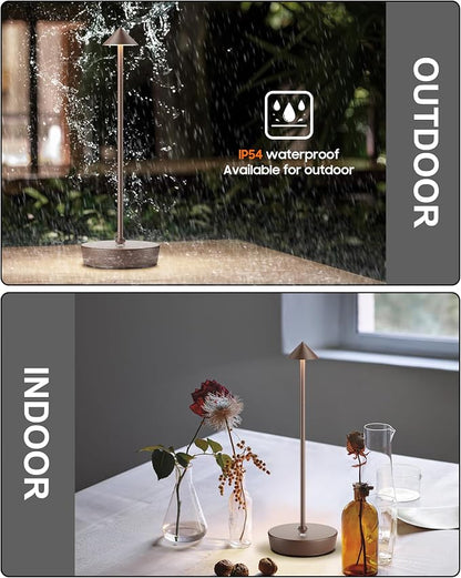 Cordless Table Lamps Rechargeable, 6000mAh Battery Operated LED Desk Lamp Outdoor Waterproof Portable Touch Dimmable Table Night Light for Patio Restaurant Dining Home Rust