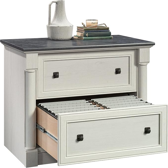 Sauder Palladia 2 Drawer File Cabinet, Lateral Filing Cabinets for Home Office, Hanging File Folders Organizer, Interlocking Drawers, in Glacier Oak Finish