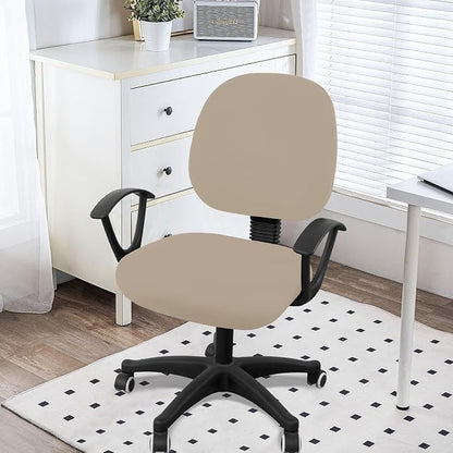 Smiry Stretch Printed Office Computer Chair Covers, Universal Washable Removable Desk Rotating Chair Slipcovers Protector, Seat + Backrest Cover - Taupe