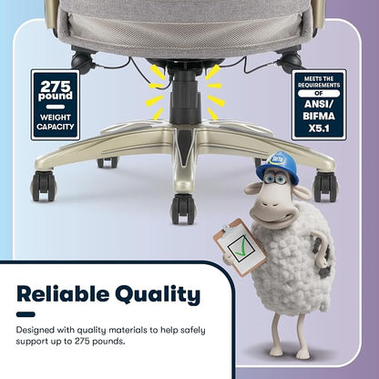 Serta Ergonomic Executive Office Chair Motion Technology Adjustable Mid Back Design with Lumbar Support, Light Gray Fabric