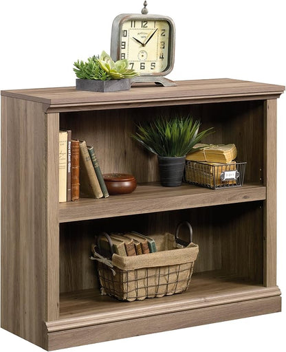 Sauder 2 Tier Book Shelf Wooden Bookcase Multipurpose Bookshelf for Home Office, Living Room, in Salt Oak