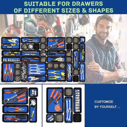 Tool Box Organizer, Tool Drawer Organizer Tray Divider, Toolbox Organization, Garage Tool Organizers and Storage, Tool Box Accessories for Rolling Tool Chest Cabinet (Blue (47PCS))