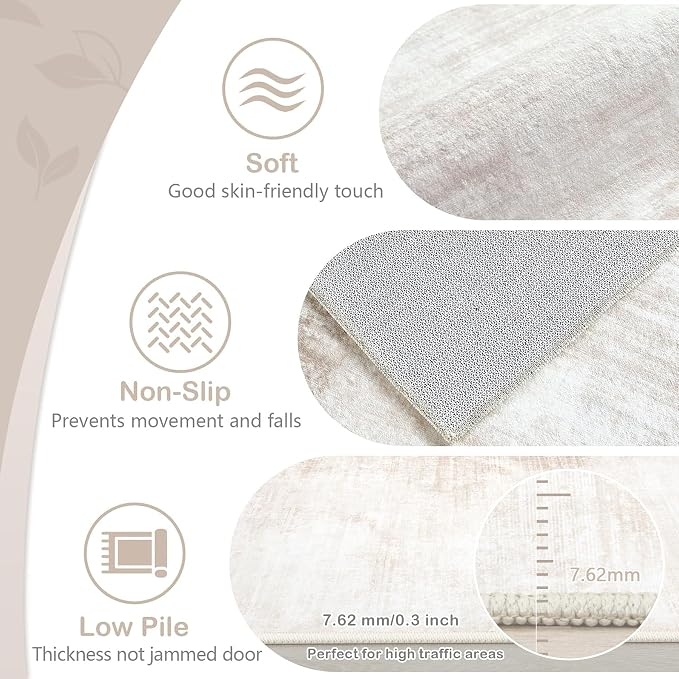 Area Rugs 10x14 Living Room: Washable Rug Modern Abstract Large Rugs Soft Non Slip Neutral Rug Stain Resistant Indoor Carpet for Bedroom Kitchen Dining Room Home Office Rugs(Beige, 10'x14')