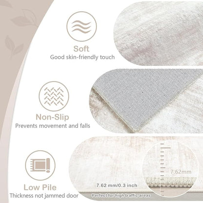 Area Rugs 8x10 Living Room: Washable Rug Modern Abstract Large Rugs Soft Non Slip Neutral Rug Stain Resistant Indoor Carpet for Bedroom Kitchen Dining Room Table Nursery Home Office Rugs(Beige,8'x10')