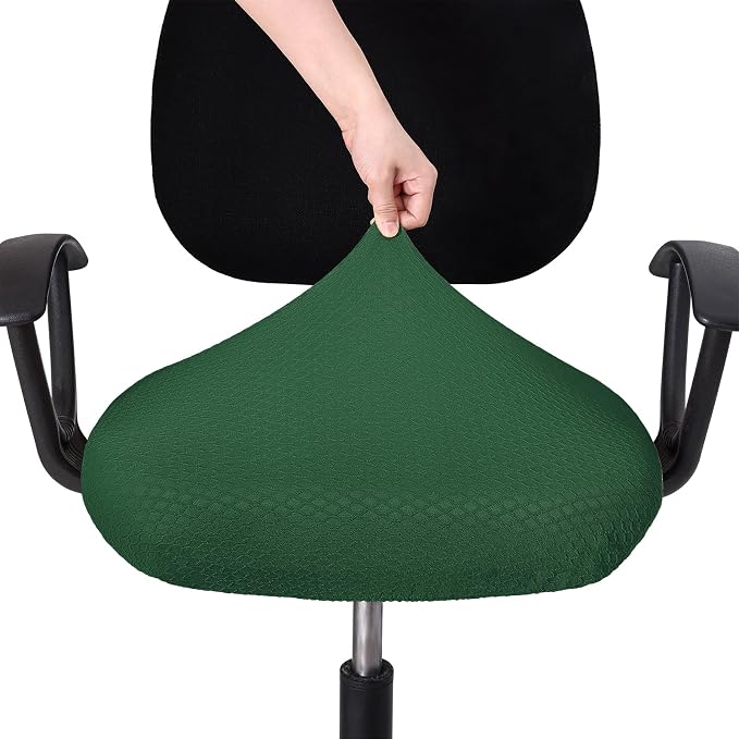Smiry Stretch Jacquard Office Computer Chair Seat Covers, Removable Washable Anti-dust Desk Chair Seat Cushion Protectors - Emerald Green