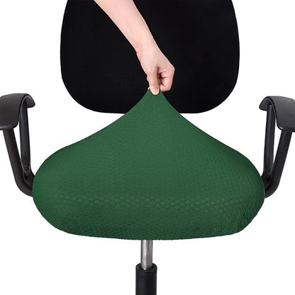 Smiry Stretch Jacquard Office Computer Chair Seat Covers, Removable Washable Anti-dust Desk Chair Seat Cushion Protectors - Emerald Green
