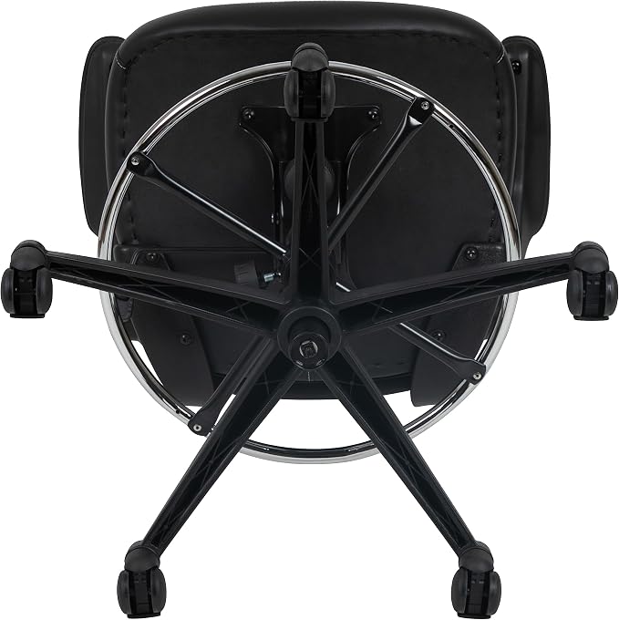Flash Furniture Kelista Mid-Back Swivel Office Chair with Adjustable LeatherSoft Seat Height, Ergonomic Mesh Chair with Flip-Up Arms, Black