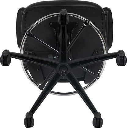 Flash Furniture Kelista Mid-Back Swivel Office Chair with Adjustable LeatherSoft Seat Height, Ergonomic Mesh Chair with Flip-Up Arms, Black