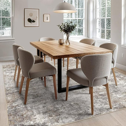 UERMEI Square Area Rugs : Washable 8x8 Neutral Modern Abstract Carpet for Living Room Bedroom - Soft Floor Mat with Non Slip Backing for Kitchen Nursery Dorms Farmhouse Home Decor - Brown Grey