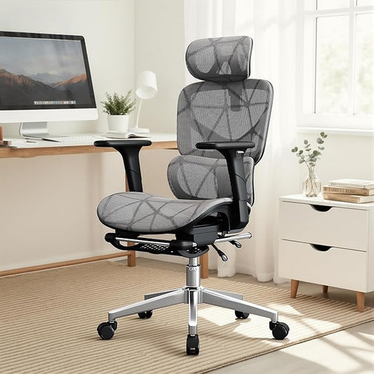 Office Chair with 3D Adjustable Lumbar Support,Ergonomic Computer Chair,Adjustable Headrest and Armrests, 400lbs Capacity,Tilt-Swivel,Premium Mesh Desk Chair for Office,Home & Gaming (Dark Gray)